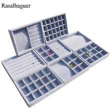 Новое поступление DIY шкатулка ящик для хранения Органайзер серый мягкий бархат ювелирные изделия серьги ожерелье кулон браслет лоток 9 вариантов