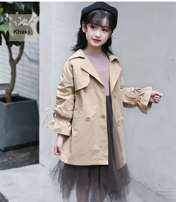 new style girls clothes teens windbreaker children long outfit coat princess trench coats 08