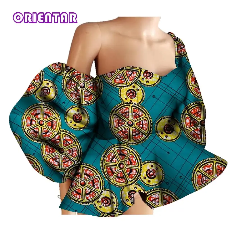 New Cotton Women Shirts African Wax Draped Print Shirts for Women Bazin Riche Patchwork African Style Clothing WY3397