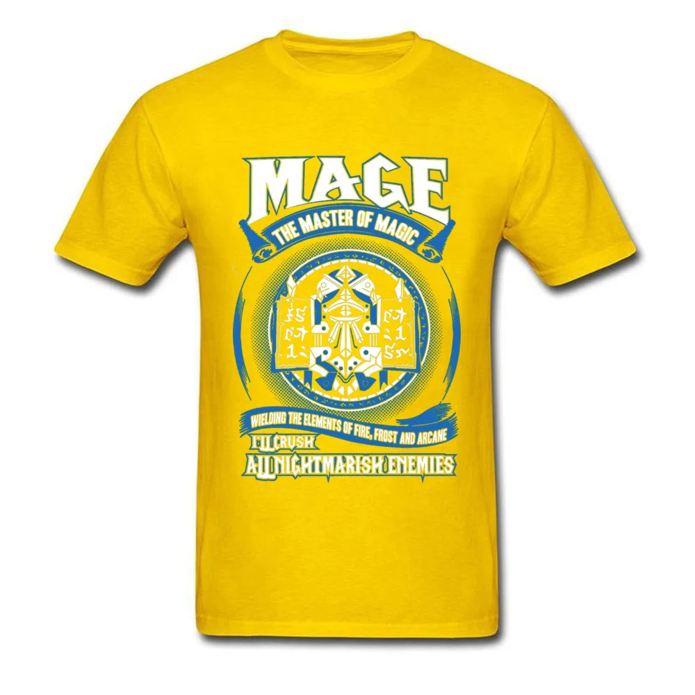 Comics Round Collar Top T-shirts Summer/Autumn Tops Shirts Short Sleeve Fashion Cotton Design Tee Shirt comfortable Men Warcraft Mage The Master Of Magic 5979 yellow