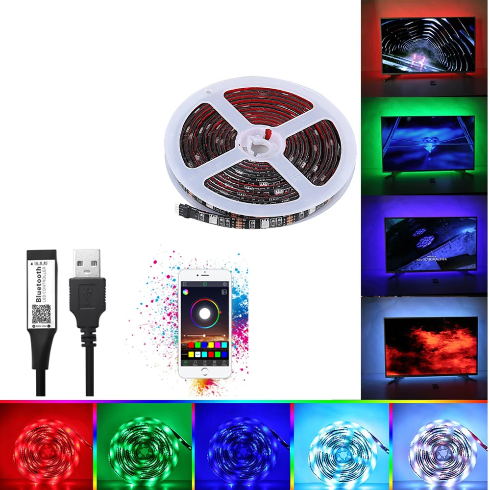 5 в USB Bluetooth Светодиодная лента лампа SMD 5050 ТВ фон освещение комплект Настольный