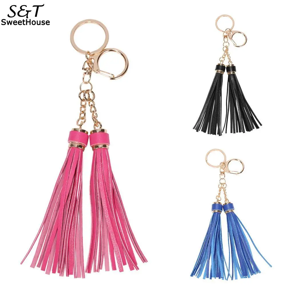 

Leather Synthetic Tassel Keychain Car Key Chain Ornaments Bag Charm