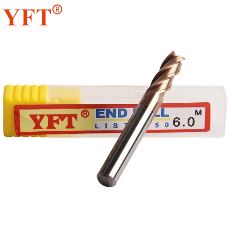

YFT 1PC Carbide End Mill Diameter 6mm Router Bit 4-blade End Mills Tungsten Steel Milling Cutter HRC 55 CNC Tools