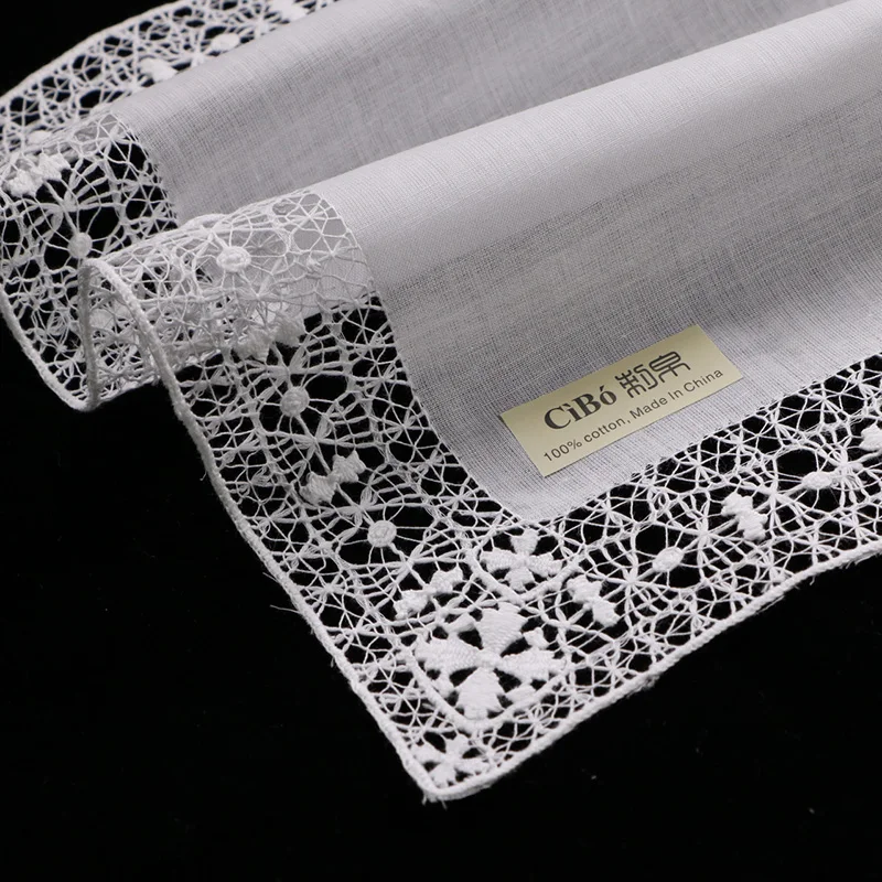  S006 : drawnwork handkerchiefs 12 pieces