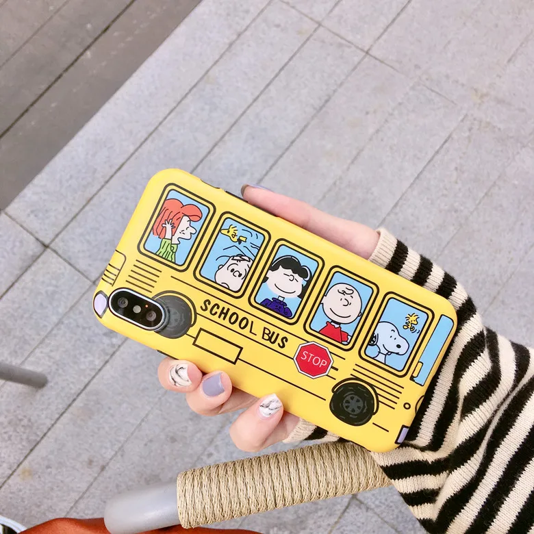 Xs max Cartoon Dog School Bus Phone Case Soft TPU Back