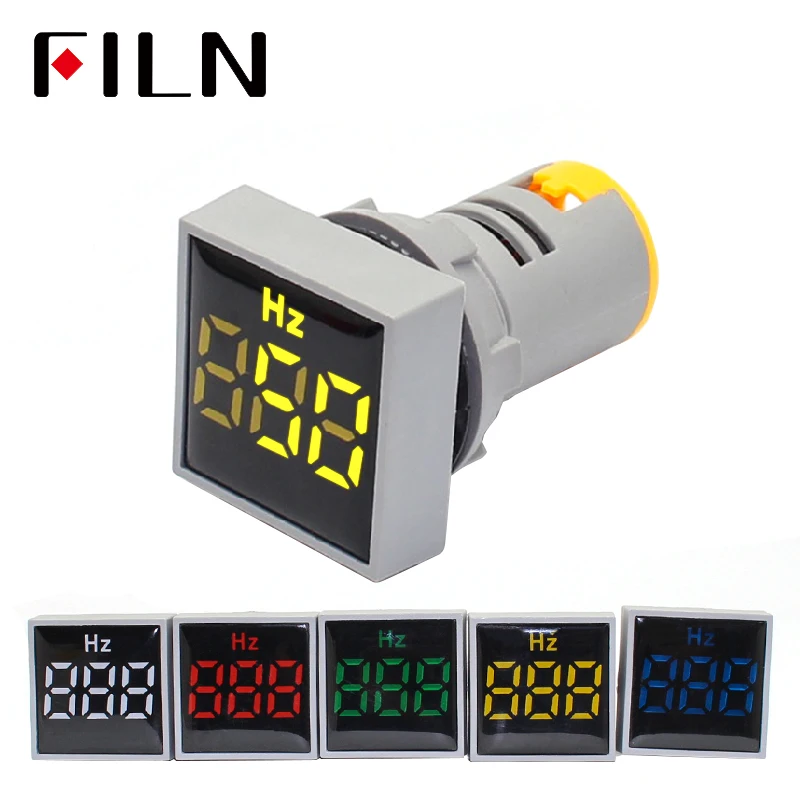 

22mm AC 20-500V LED Digitial Display Red Green Yellow Blue White Hertz Indicator Light 2 in 1 Panel Round Polit Lamps