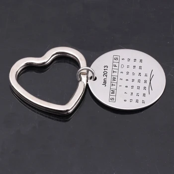 

Custom Data Calendar Keychain Fastion Heart Keyring For Lover Couples Special Data Anniversary Gifts Family Birthday Gifts