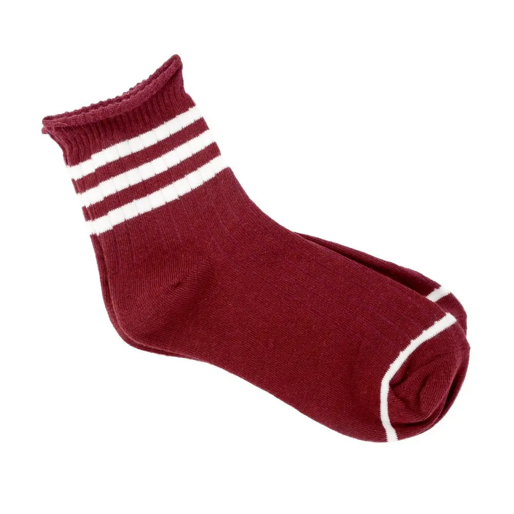 Женские чулки в полоску для девочек; теплые эластичные носки по щиколотку; разные цвета - Цвет: Красный