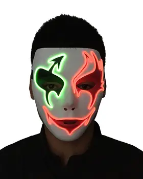 

Hot Two Colors Horror mask Sound Activated EL Mask Shuffle masks Glowing mask clown For Halloween Party Decoration Free shipping