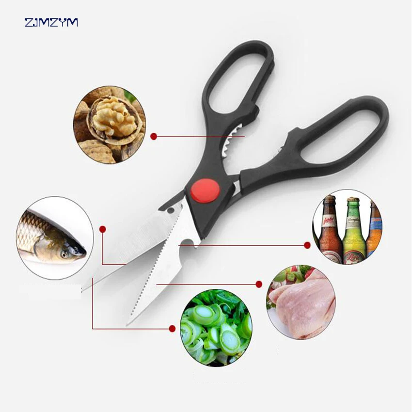 

1pc Multifunctional Stainless Steel Poultry Kitchen scissor Nutcracker Bottle opener Bone Cutter Cook Tool shear cut