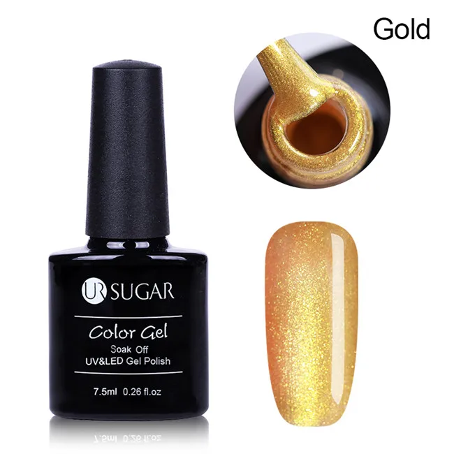 UR SUGAR 7,5 мл супер чистый классический цветной лак для ногтей черный белый красный серебристый золотой личная гигиена лак - Цвет: Gold