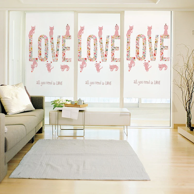 

Free Custom Stained Static Cling Window Film Frosted Opaque Privacy Glass Sticker Home Decor Digital print BLT72 PINK of LOVE