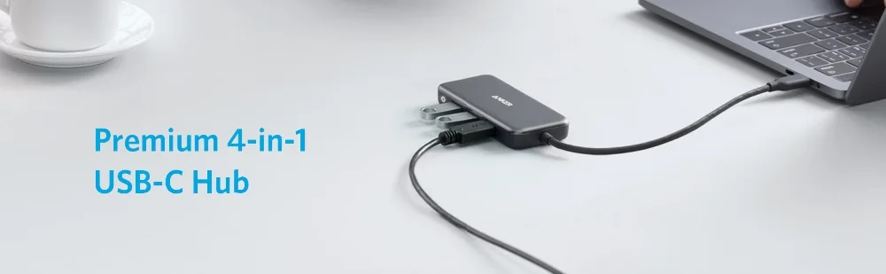 Anker USB C концентратор, 4 в 1 взаимный обмен данными между компьютером и периферийными устройствами C адаптер переменного тока, 60W Мощность доставки, с 3 портами(стандарт 3,0 Порты, для MacBook Pro 13 ''//, Chromebook, XPS и т. д