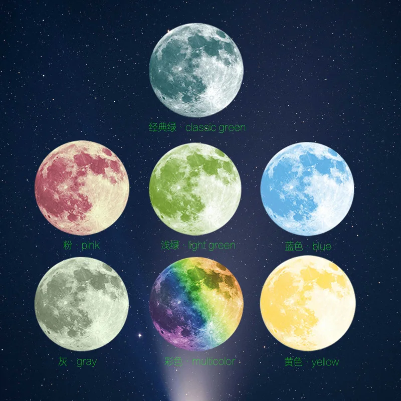 

Glowing Moon Wall Stickers For Living Room Bedroom Children`s Room And Other Home Decoration With Removable Eco-Friendly Glue