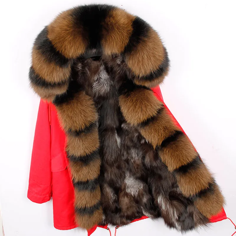 Парка зимняя куртка Для женщин пальто толстый теплый натуральный Настоящее Silver Fox меховой воротник капюшон парки расцепная верхняя одежда Повседневное