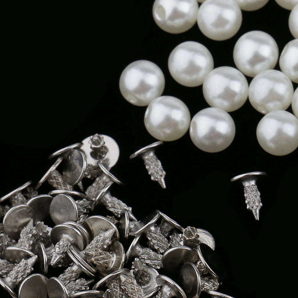 100 Sets Screw Plastic Pearl Stud Leathercraft Rivets For DIY Dress Jeans Clothing Decor 6mm 10mm