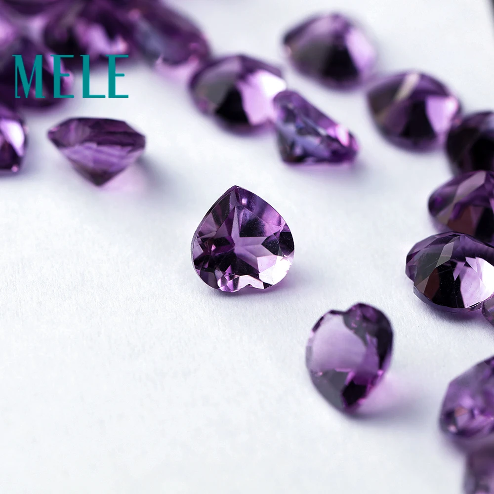 Brazil natural amethyst for jewelry making,heart cut 7X7mm 1.15ct loose stone,high quality DIY gemstone
