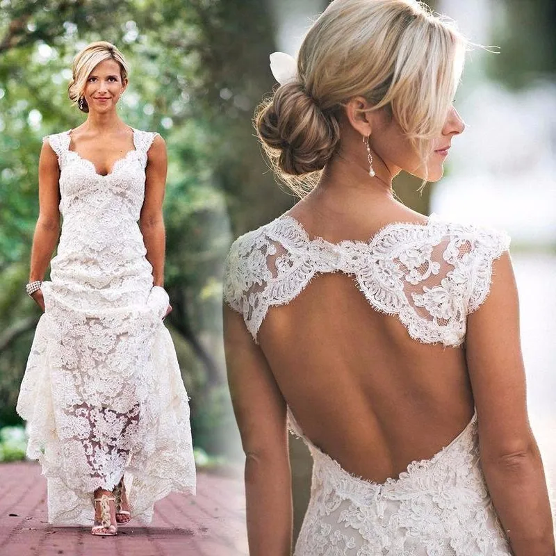 Cheap-Vintage-Long-Sheath-Lace-Wedding-Dresses-V-Neck-Cap-Sleeves-Open-Back-2015-Fall-Winter