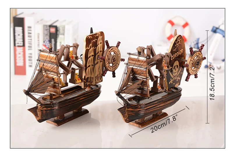 Креативный деревянный античный пиратский корабль Музыкальная шкатулка украшения Ретро Гладкий парусник музыкальная шкатулка ремесла