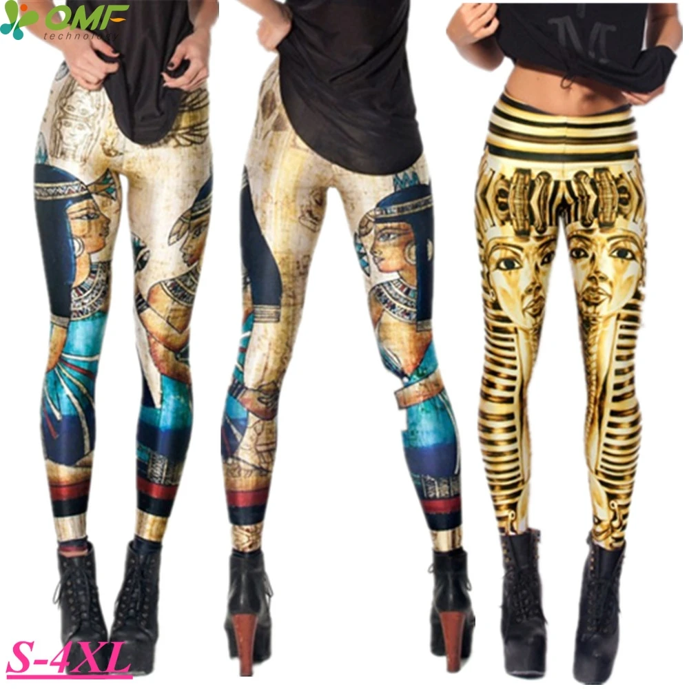 Golden Ancient Egyptian Pharaoh Fitness Gym Leggings Roman Cleopatra Running Tights Autumn Ankle