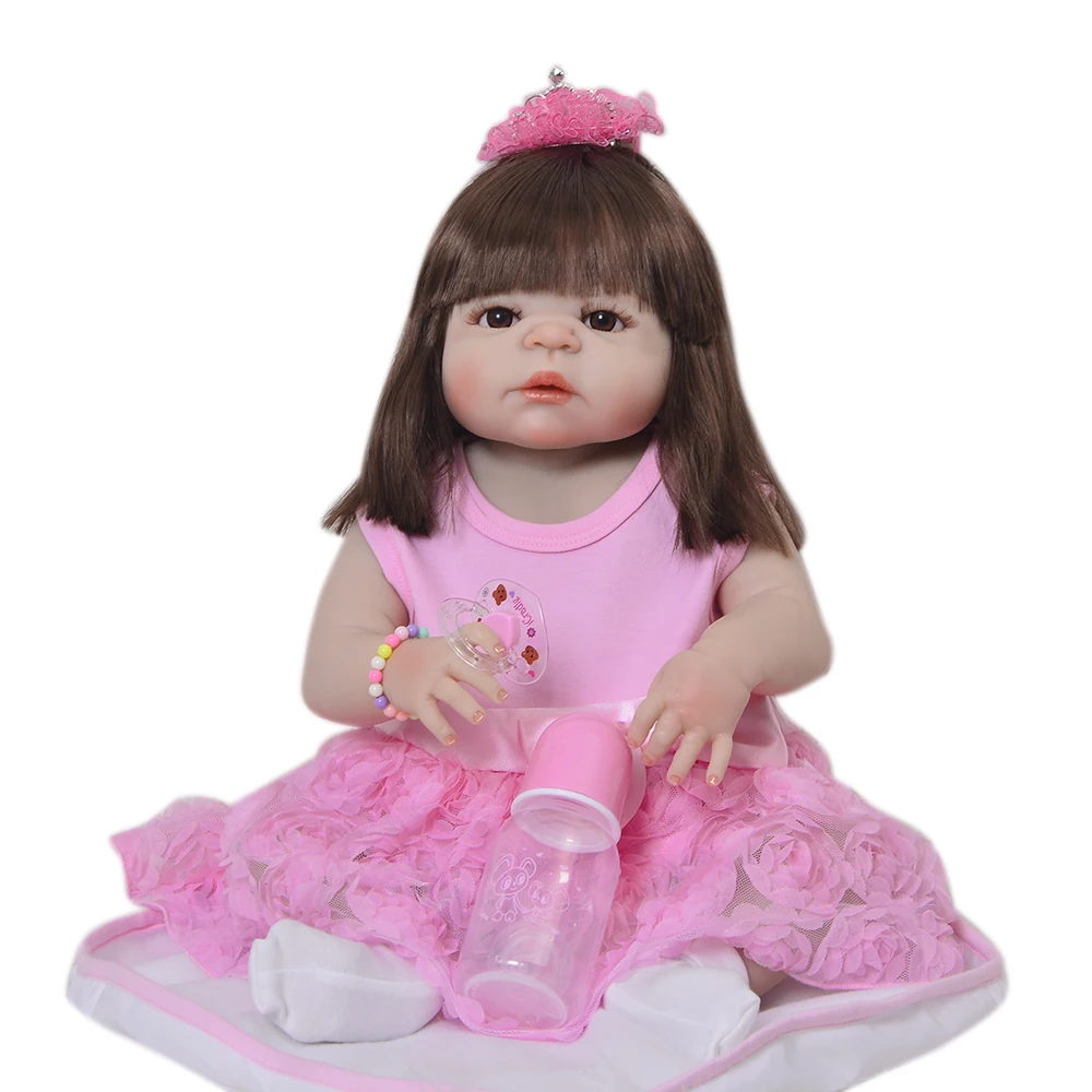 

Cute 23 Inch Reborn Babies Dolls Full Silicone Vinyl Realista Girls Toys Princess Girl Playmate Gifts For Fashion Kids Gifts