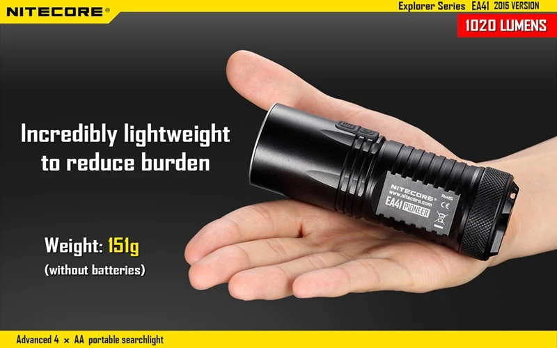 

Nitecore EA41 1020lm 5 modes Waterpoof Cool White XM-L2 U2 led lamp light Flashlight AA Torch 315m+holster+o-rings+lanyard