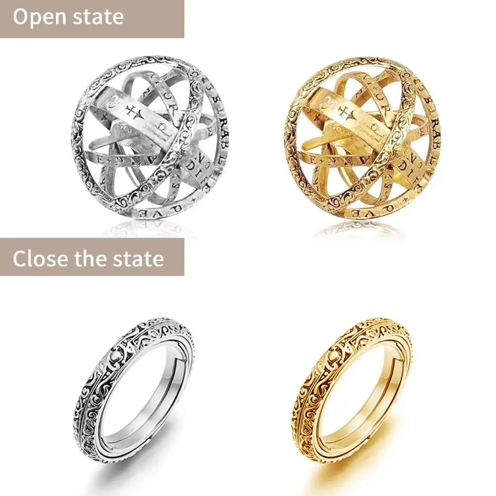

Creative Astronomical Ball Ring Complex Rotating Clamshell Astronomical Ring Universe Student Constellation Ring Jewelry 7 8 9