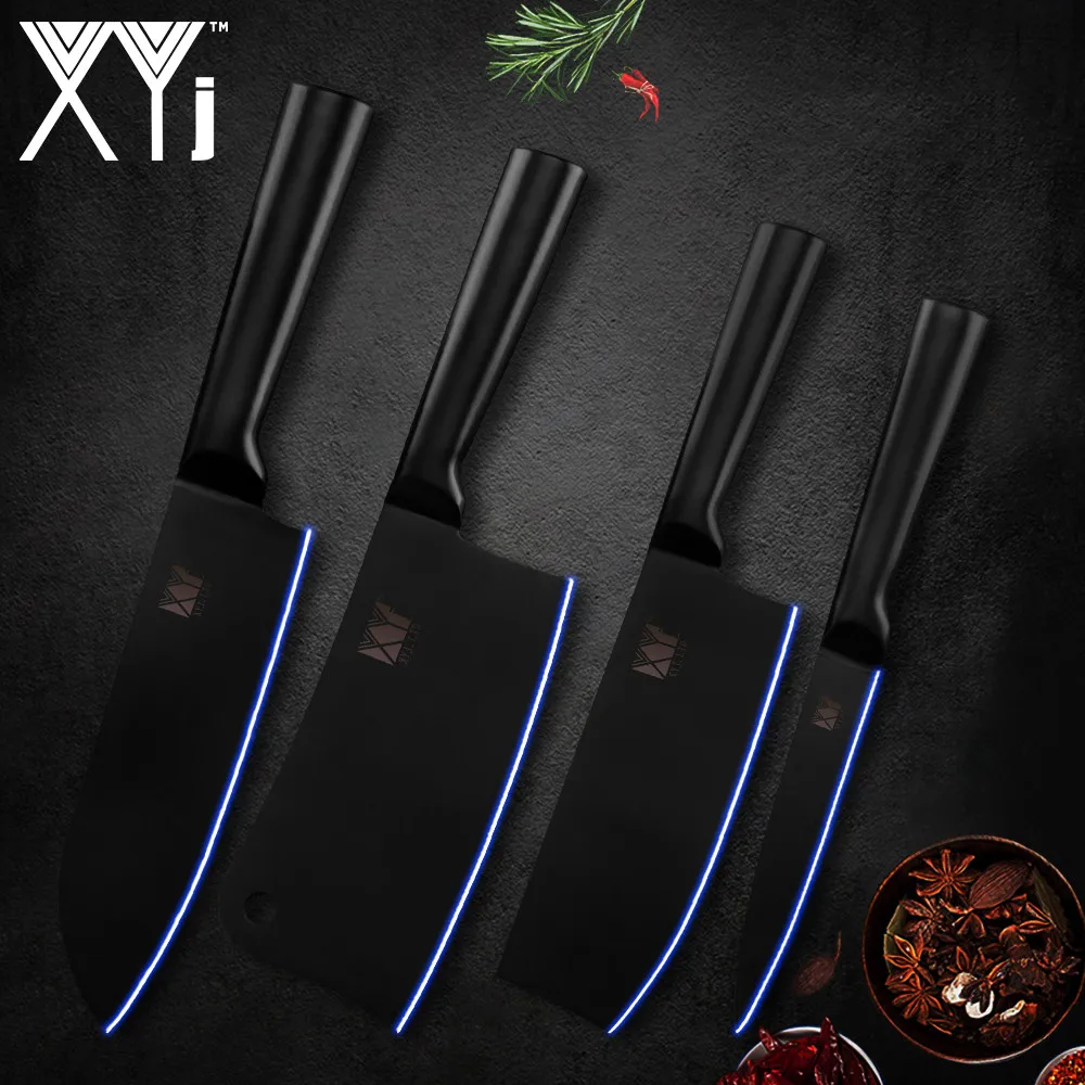 Xyj 4pcs Kitchen Chopping Knife Set High Carbon Stainless Steel Santoku