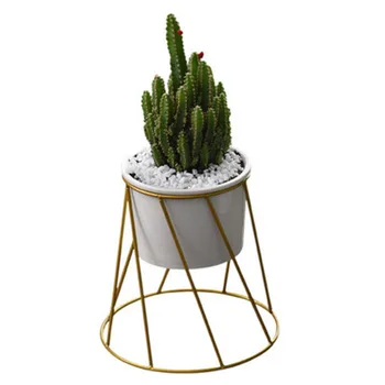 

Nordic Wrought Iron Simple Fleshy Green Radish Flower Pot Ceramic Iron Frame Pot Combination Flower Pot Home Dec