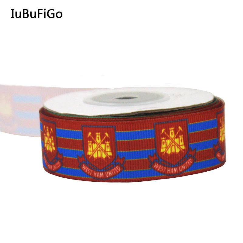 

[IuBuFiGo] Free shipping 7/8" 22mm Team Club ribbon Grosgrain printed Sport Football ribbons 10 yards /roll OEM X10Y57