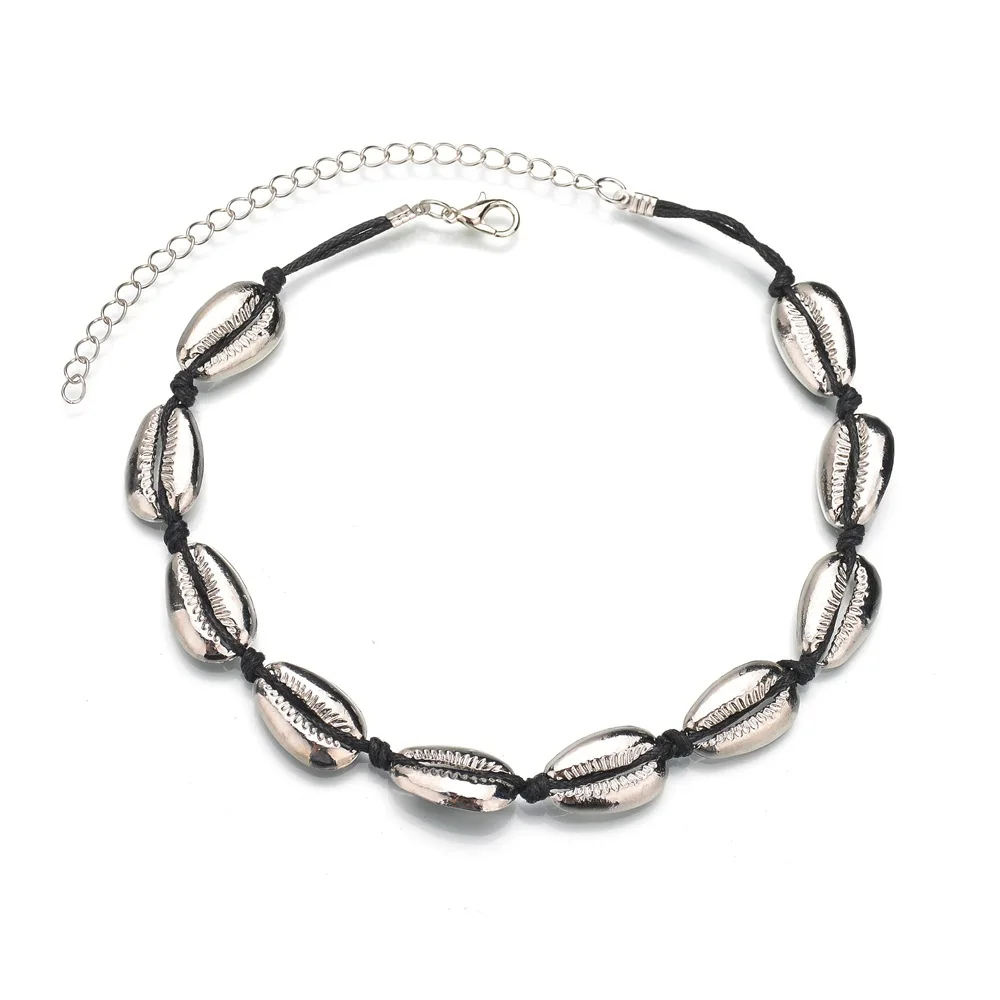 

Hot Fashion Bohomian Women's Necklace Handmade String Alloy Shell Necklace Chain Casual Female Choker Jewelry Accessories Gifts