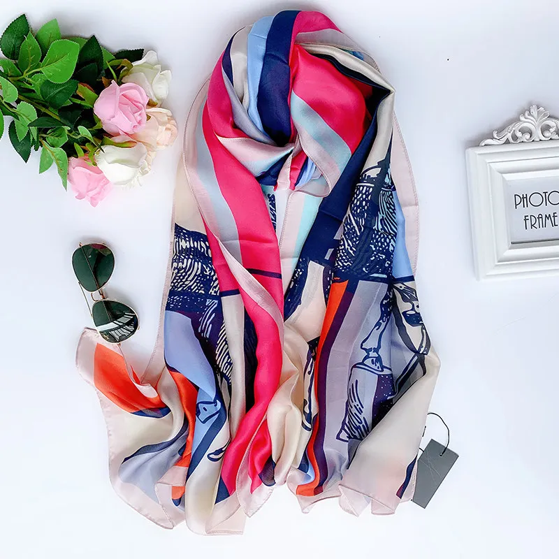 

2019 fashion ladies shawl Sunscreen classic Beach Scarf foulard pareo muffler bandanna women silk scarves female chiffon wrap