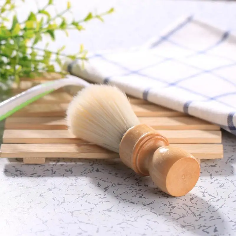 Для мужчин Профессиональный практичный, щетка для бритья, лицо, борода бритья Нейлоновая Щетка для волос с деревянной ручкой салон очистки