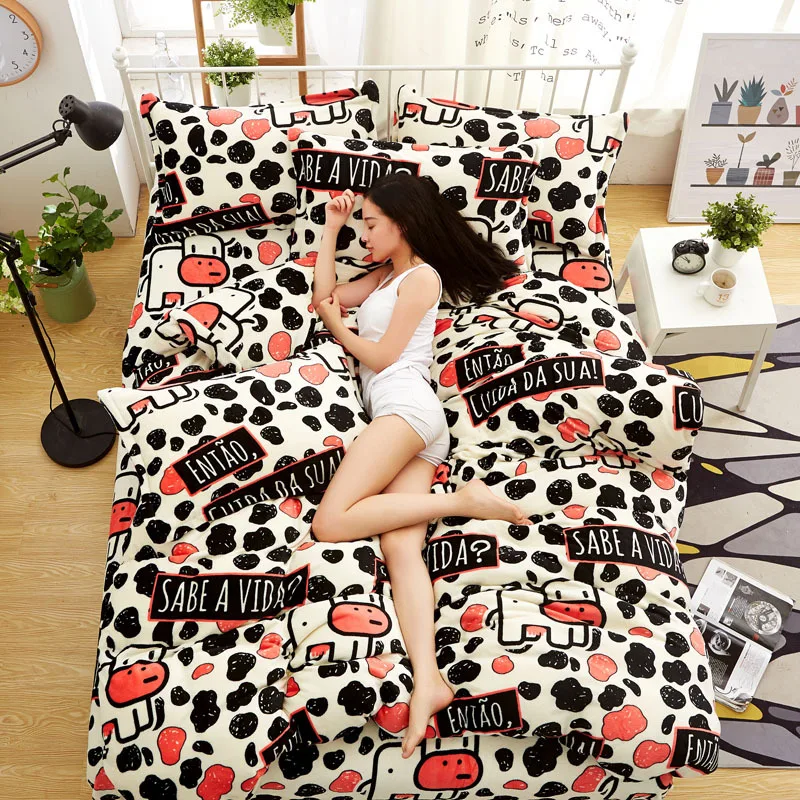 

Free Shipping Modern Style Soft Fay Velvet Duvet Cover Set Bed Sheet Pillowcase King Size Super Soft Bedding Sets JAJU034