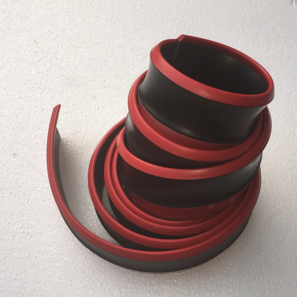

Red With Black Rubber Front lip Splitter Chin Spoiler Side Skirt Body Kit Trim 2.5 Meters for Audi BMW Volkswagen Benz