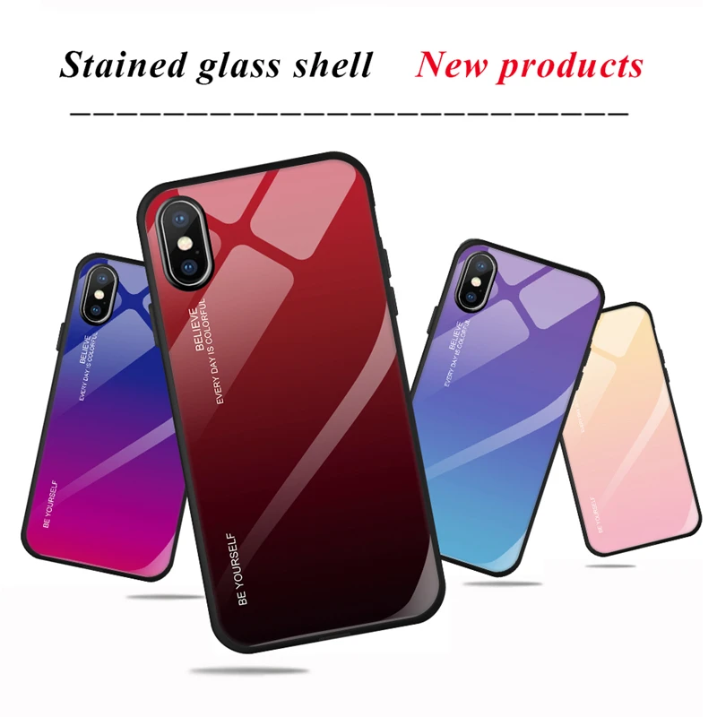 Роскошный градиентный чехол для iPhone 6 6S 7 8 Plus XS MAX XR X мягкий из закаленного стекла с
