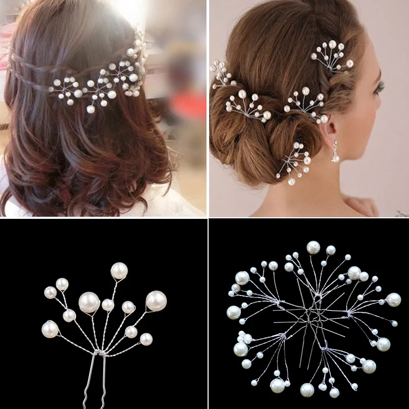 

5Pcs Fashion Women Hairpins Clips Wedding Bridal Bridesmaid Pearl Clip Hair Pins Flower Crystal Hair Clips Styling Accessories