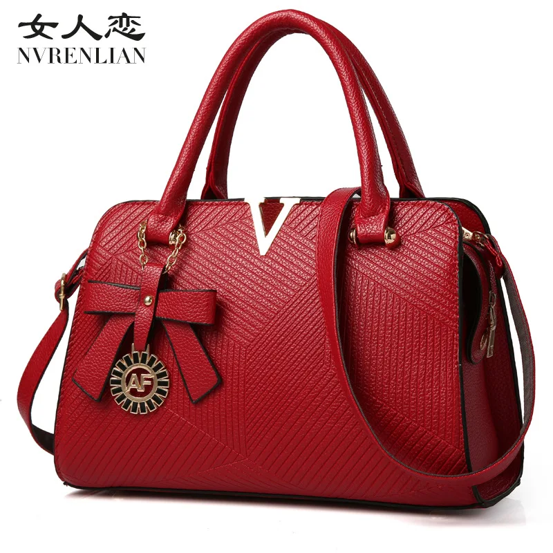 Nvrenlian Famous Brand Leather Women Handbags V Letters Designer Luxury Lady Shoulder Crossbody