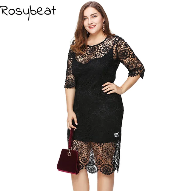black lace dress 6xl women plus size clothing 4xl 5xl large slim lady plus size clothes