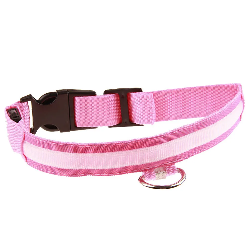 Регулируемый светодиодный ошейник для собак, кошек, домашних животных, ночное безопасное яркое мигающее ожерелье, горячая Распродажа 2qw0618 - Цвет: Pink
