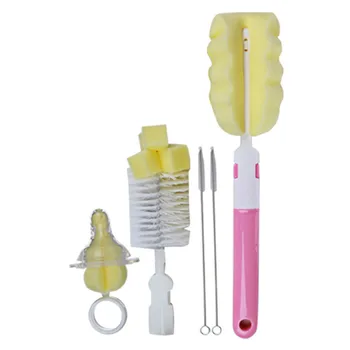 

5 Pcs/Set Baby Milk Feeding Bottle Brush Handly Portable Nylon And Sponge Tube Cleaner Nipple Pacifier Brushes