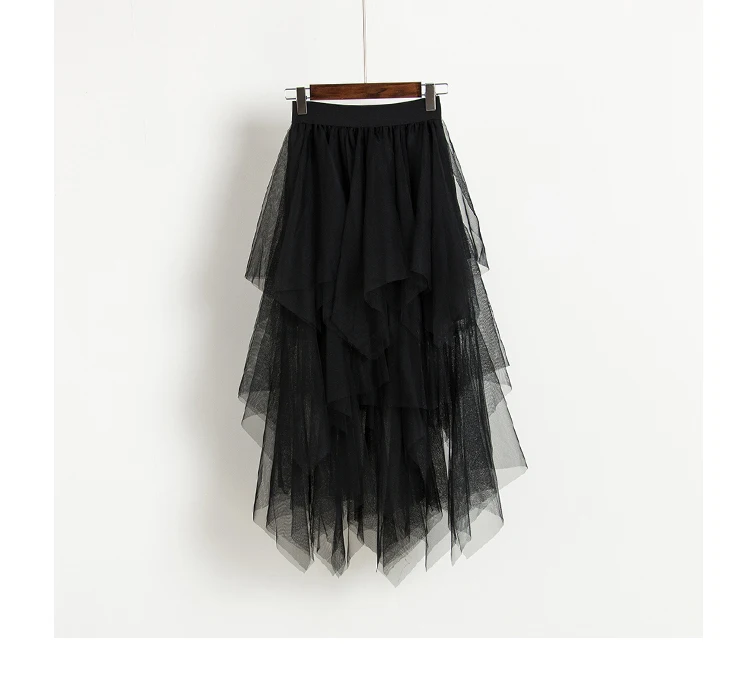 Aelegantmis модная длинная фатиновая юбка с высокой талией, Женская сетчатая юбка-пачка с асимметричным подолом, летняя пляжная юбка, бальное платье для девушек