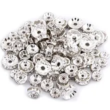 75 шт серебряные бусины разделительная пластина и Стразы DIY украшения для ожерелья 6+ 8+ 10 мм