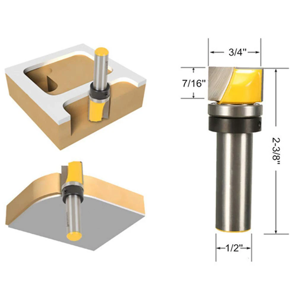 

1/2Inch Shank Template Trim Hinge Mortising Router Bit Straight End Mill Trimmer Cleaning Flush Trim Tenon Cutter for Woodworkin