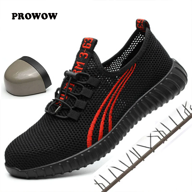 

New safety shoes summer fly woven breathable shoes steel toe cap light work shoes Men and women construction boots botas hombre
