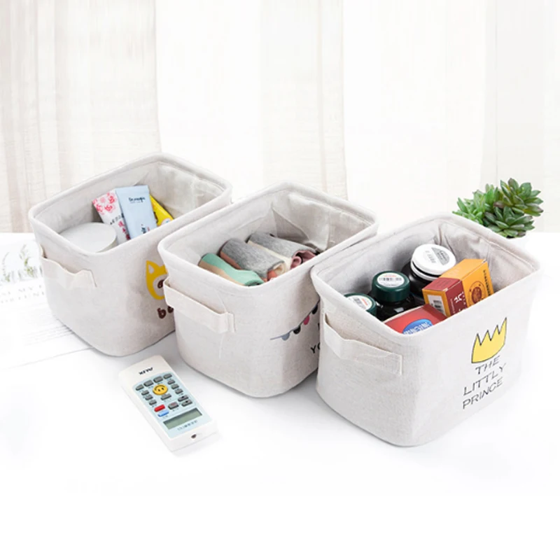 

Cotton Linen Storage Basket Simple Multifunction Home Collect Basket Fabric Snacks/Toys/cosmetic Storage Box Foldable Carton Box