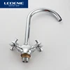 LEDEME Kitchen Faucet Chrome plated J Letter Design 360 Degree Rotation with Water Purification Features Double Handle L4311-2 ► Photo 2/6