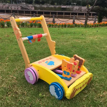 

Walkers Wooden toys montessori toys folding baby walker with wheel andador para bebe trotteur enfant marcheur jouet baby toys
