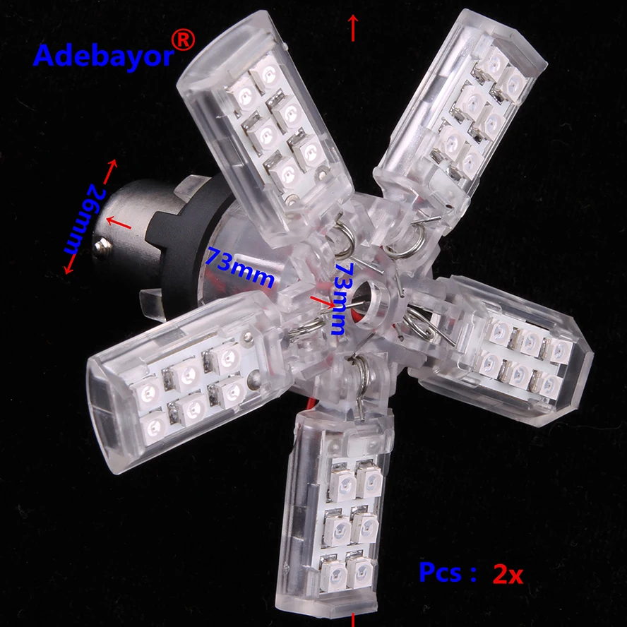 

2 x 1156 LED bulbs High Quality 5-Arms Expandable 40-SMD yellow