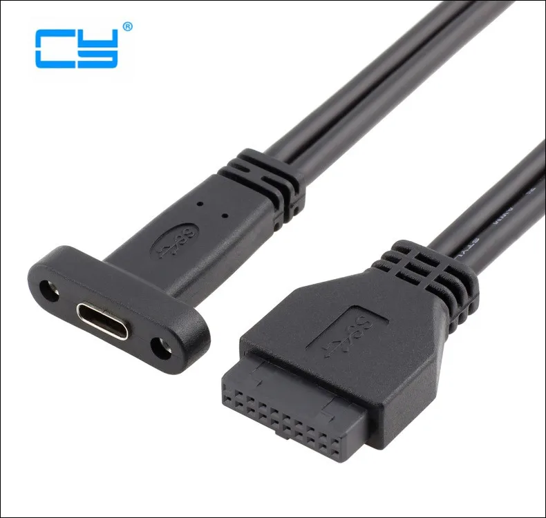 

Rear Panel with USB 3.1 Type C Port, USB 3.0 USB3.0 20 Pin 20P female to USB-C USB3.1 type-c Female host PCI baffle Cable 50cm